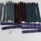 Zip, pk of 20 assorted 6" zips, brown, grey, teal, purple, zip, 6" zip, 15cm zip