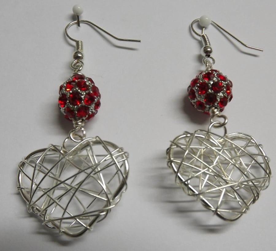 Wire wrapped Heart Earrings