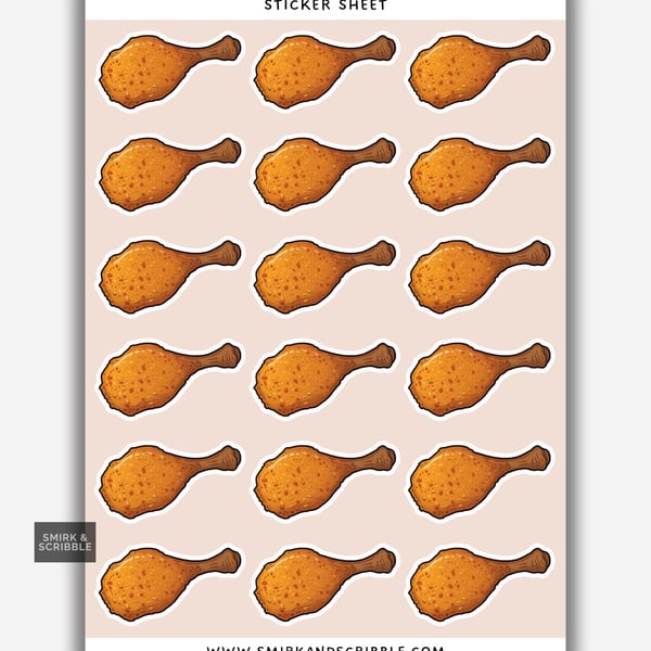 Funny Vinyl Sticker Sheet For Adults - Fried Chicken