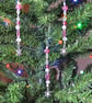 Christmas Decorations – Set of 3 – Pink, Silver, and Clear Bead with Snowflake