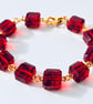 Ruby Red Vintage Glass Cube Bracelet - Image 2