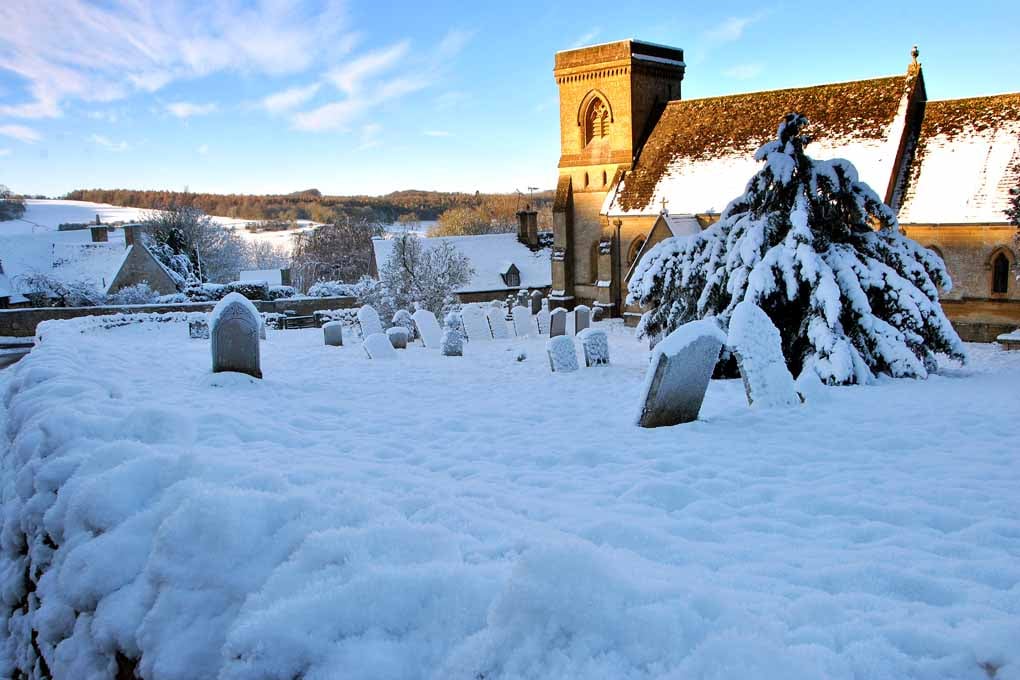 Snowshill St Barnabas Church In The Snow Cotswolds Photograph Print