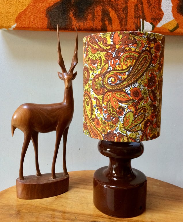 Funky Zesty Citrus Colour Hippy Paisley 60s 70s VIntage fabric lampshade option