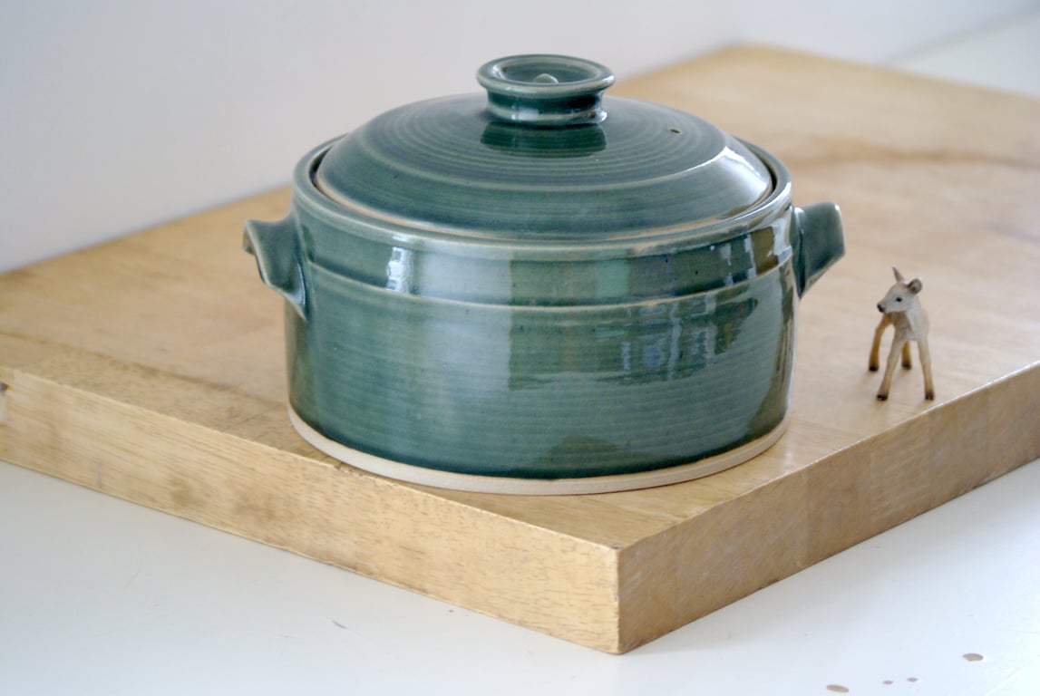 On Sale - Handmade Ice Blue Ceramic Jar, Lidded Stoneware Pottery