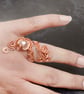 Copper ring,Swarovski copper ring-adjustable,wire wrapped peacock ring design. - Image 2