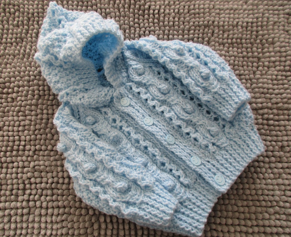 16" Baby Boys Aran Jacket with Hood