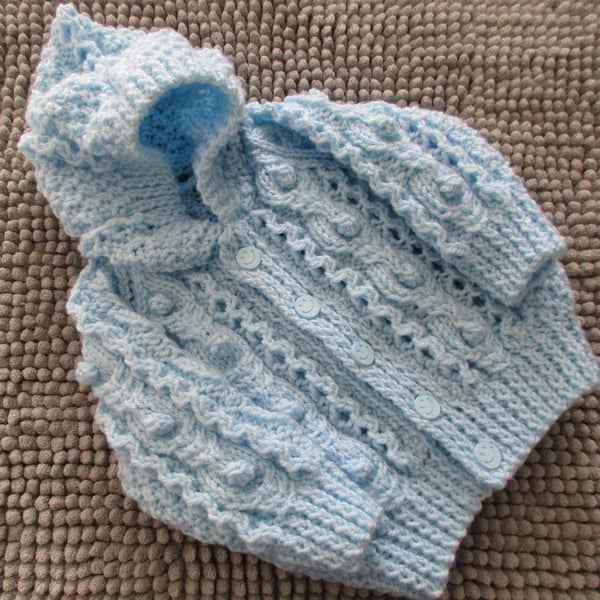 16" Baby Boys Aran Jacket with Hood