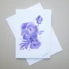 original art hand painted purple rose greetings card ( ref FA 341 R4 )