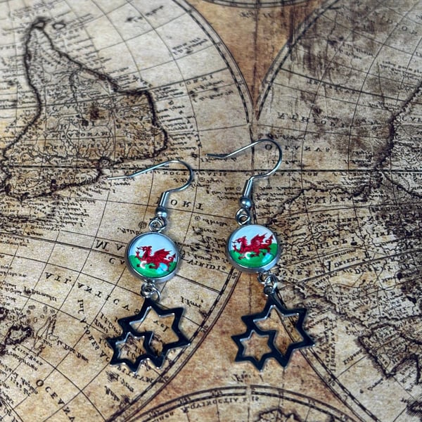 Wales Flag Earrings - Handmade - Cymru - Welsh earrings Jewellery