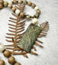 Cow Parsley Mixed Media Art Pendant with Matrix Turquoise - Image 4