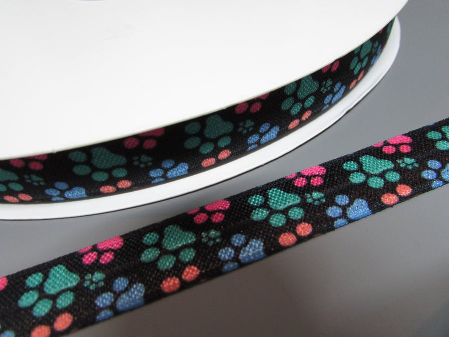 Paw Print Fold Over Elastic x 1 metre