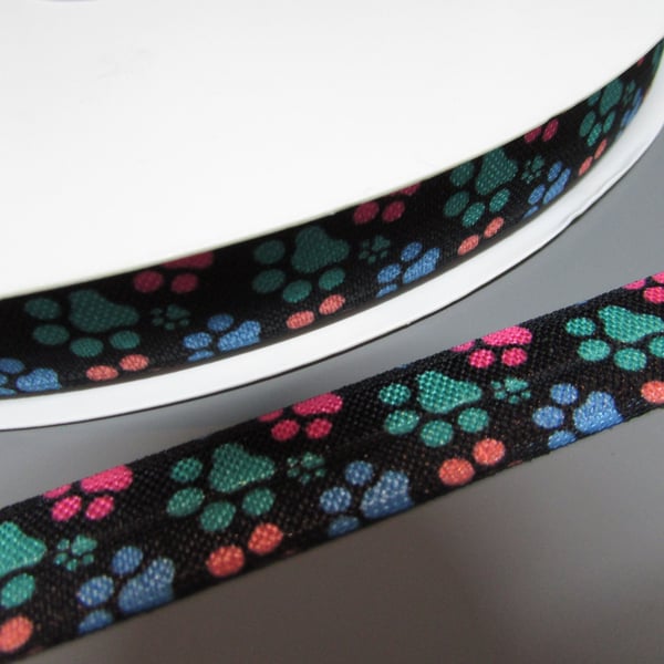 Paw Print Fold Over Elastic x 1 metre
