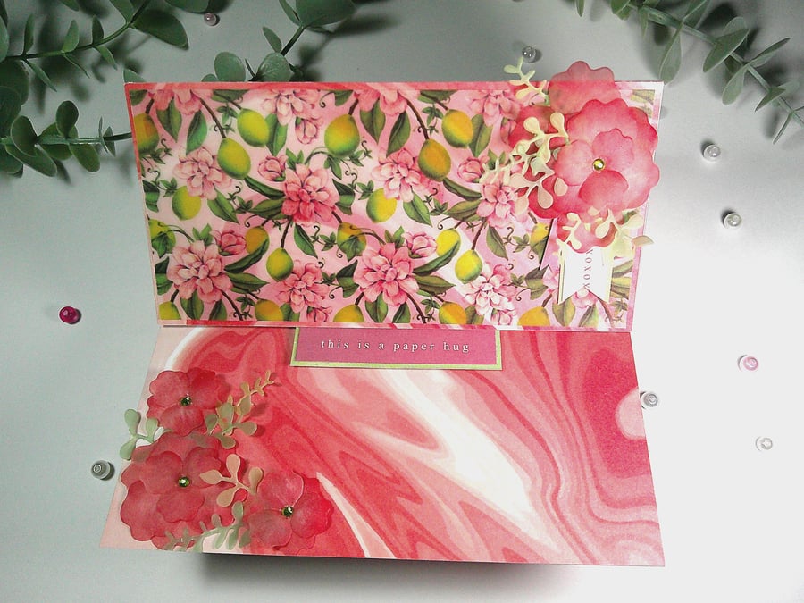 Paper Hug Thinking of you - Vellum easel card - any occasion greeting card