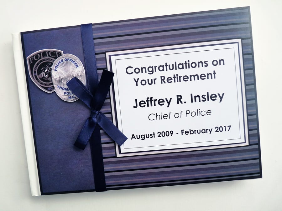 Police Retirement Guest book, navy blue retirement guest book, gift