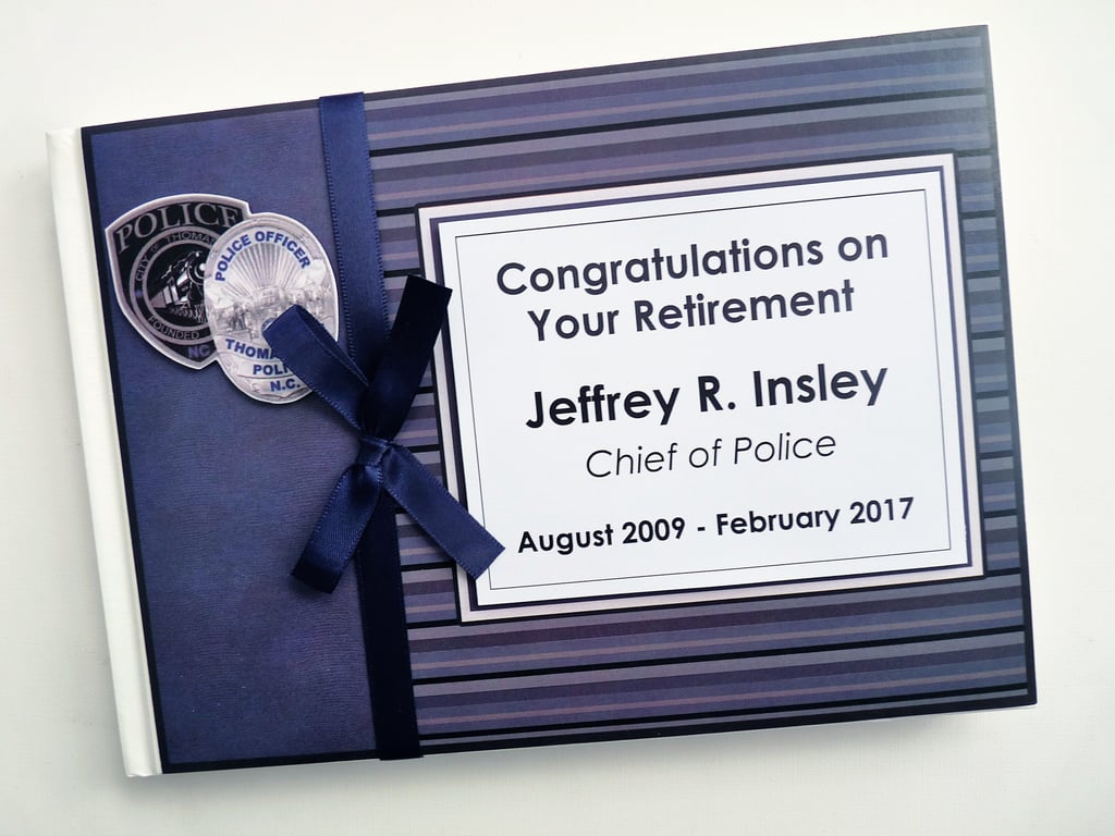 Police Retirement Guest book, navy blue retirement guest book, gift