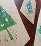 SALE - Happy Trees - lino cut hand printed Christmas gift tags - Image 2