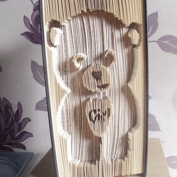 GIRL Bear CUT & FOLD or COMBI Book Folding Pattern - EMAILED PDF PATTERN