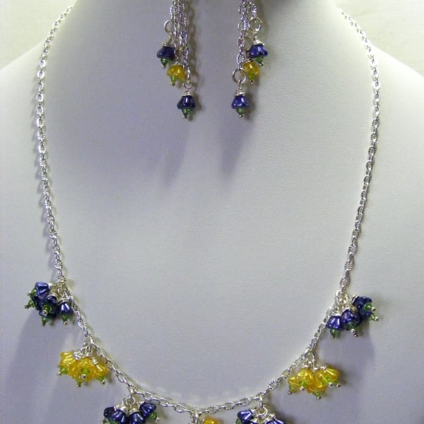 Yellow and Purple Flower Jewellery Set
