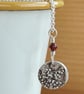 Hand made sterling silver pendant with  sambuca plus a garnet bead. - Image 1