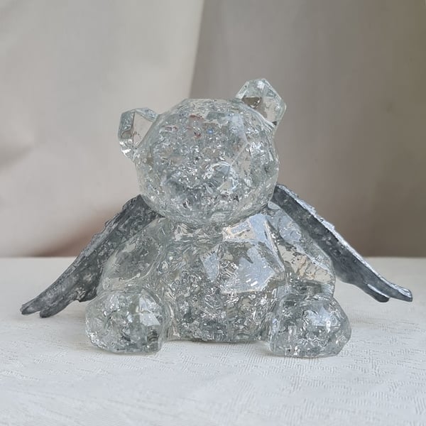 Gorgeous Silver Angel Resin Bear - Keepsake Gift - Ornament - Figurine