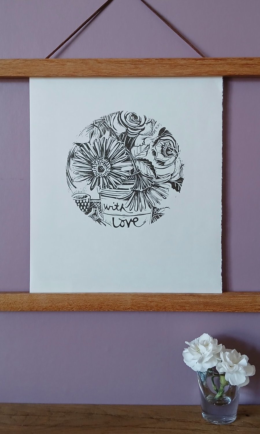 'Blooms with Love', Linocut Print on Shiramine Select Paper