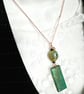 Handprinted Mixed Media Fern Leaf Pendant With a Ceramic Stone And Copper Chain - Image 2
