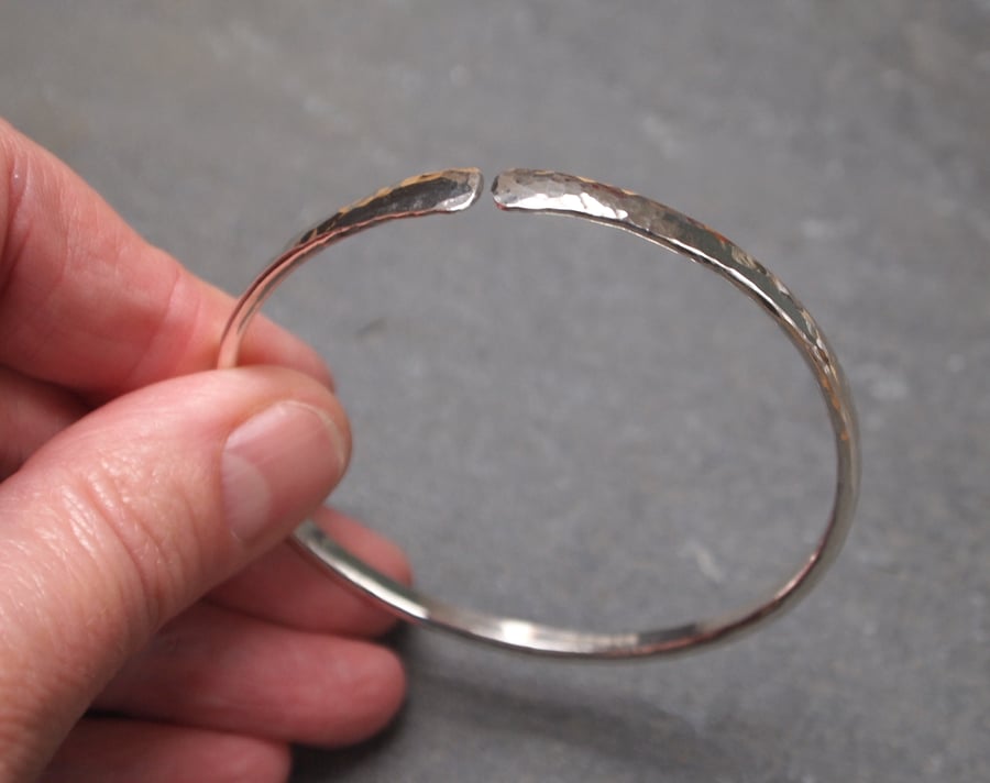 Forged silver bangle hallmarked