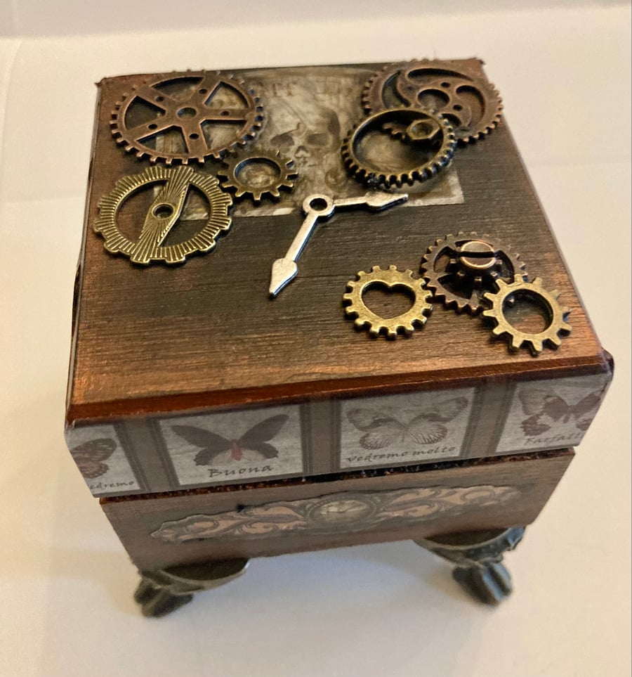Trinket Box Keepsake Box Steampunk Box Handcrafted Unique Gift