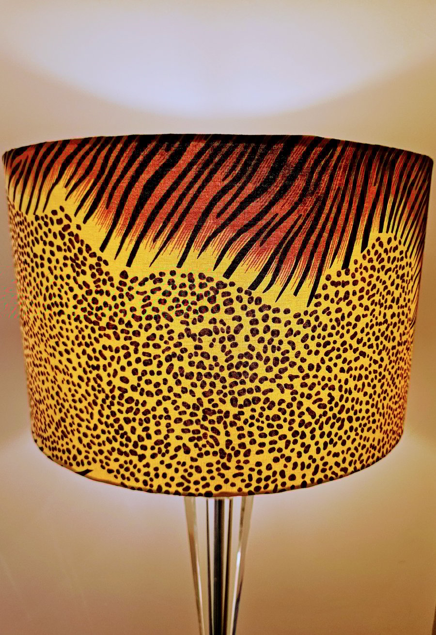 A 40cm vibrant Drum Lamshade - Wild cat