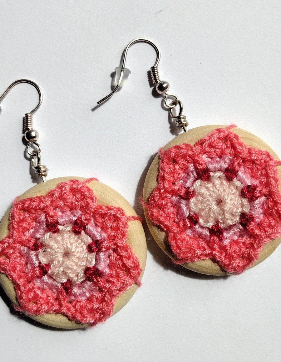 Micro crochet mandala earrings