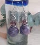 Statement jewellery - mauve, black and silver dangly earrings - Image 1