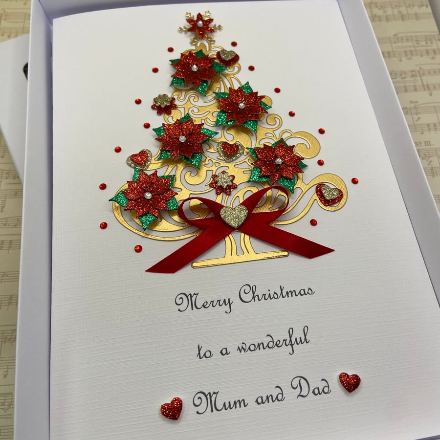 Personalised Christmas Card With Gift Box Mum Dad Wife Daughter Couple