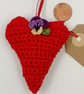 Crochet Heart with Flower Hanger - Image 3