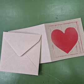 Love heart card. 5x5 inch with envelope.