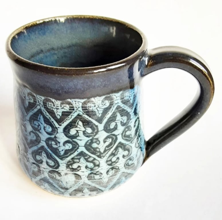 Mug - Hand Thrown Stoneware Ceramic Blue Glazed Mug 
