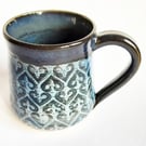 Mug - Hand Thrown Stoneware Ceramic Blue Glazed Mug 