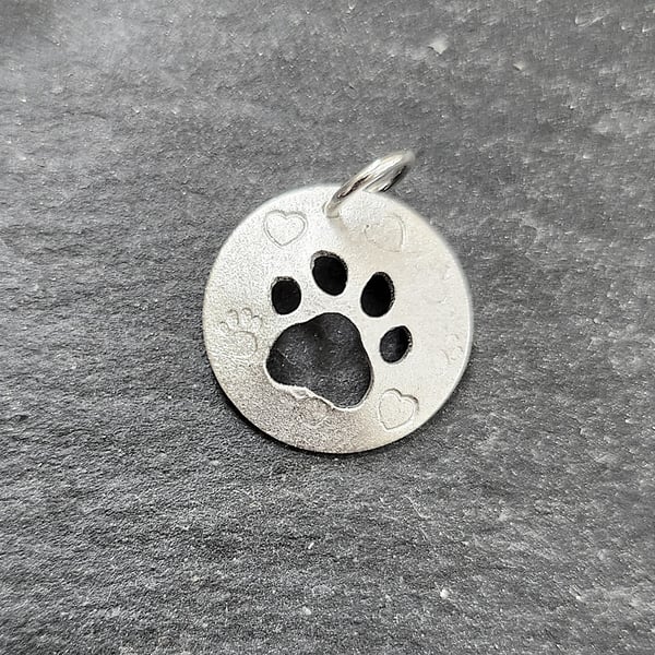 Paw pendant in sterling silver with sterling silver chain