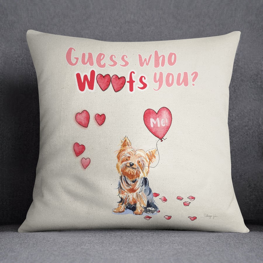 Yorkshire Terrier Valentine's Cushion