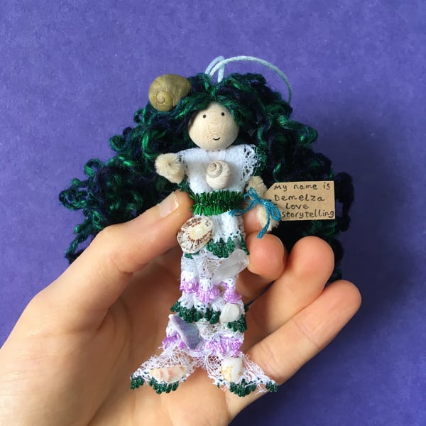 Mermaid Doll Hanging Decoration, Green And Purple, Sea Themed Mermaid Gift