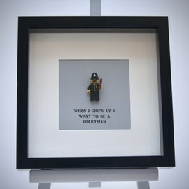 When I grow up I want to be A Policeman mini Figure framed picture 