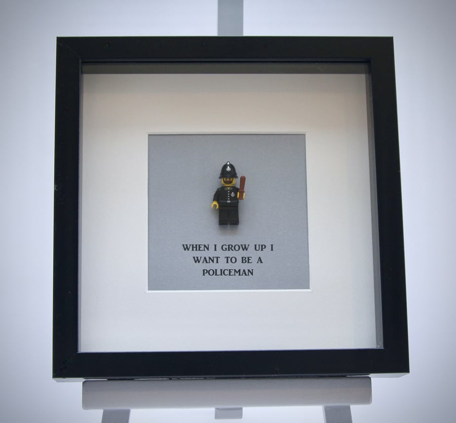 When I grow up I want to be A Policeman mini Figure framed picture 