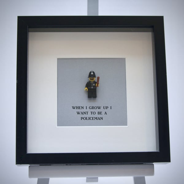 When I grow up I want to be A Policeman mini Figure framed picture 
