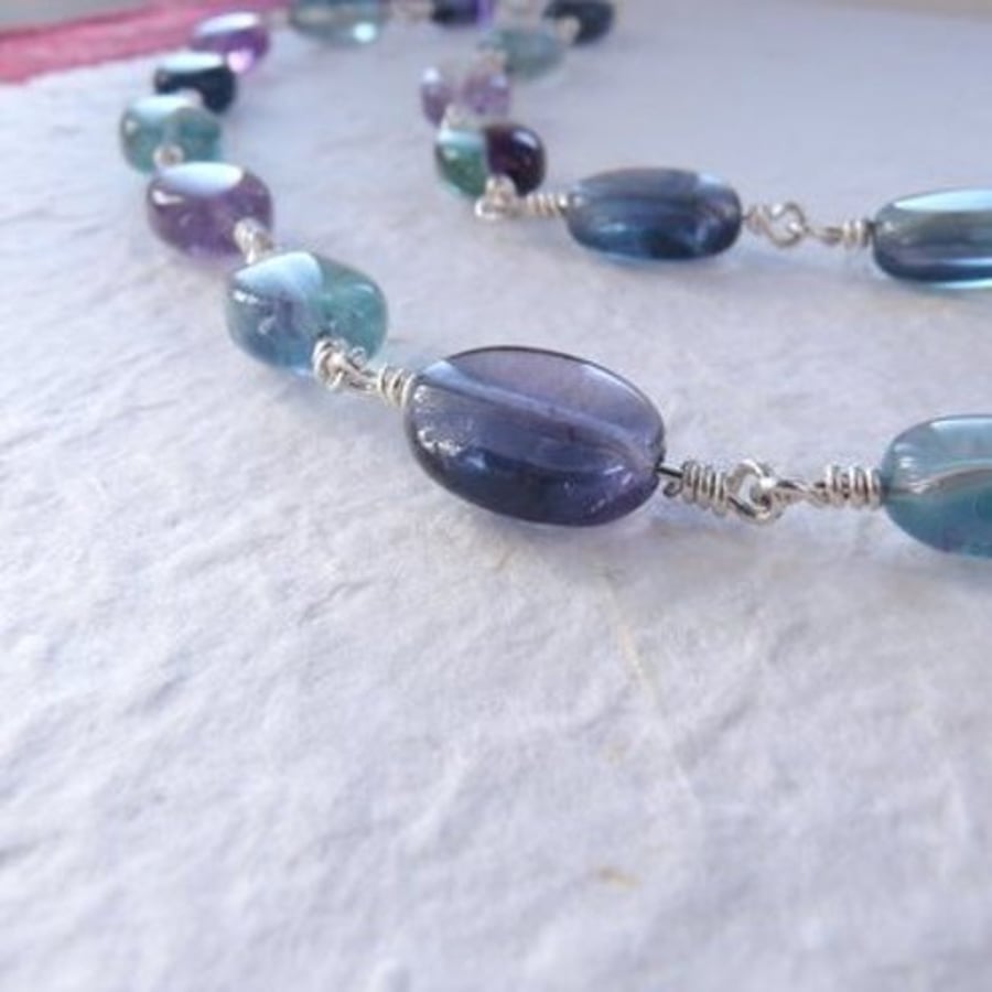 Fluorite and sterling silver necklace