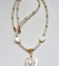 Designer Natural Mother of Pearl & Seed Bead  Necklace Gold Plated - Image 6