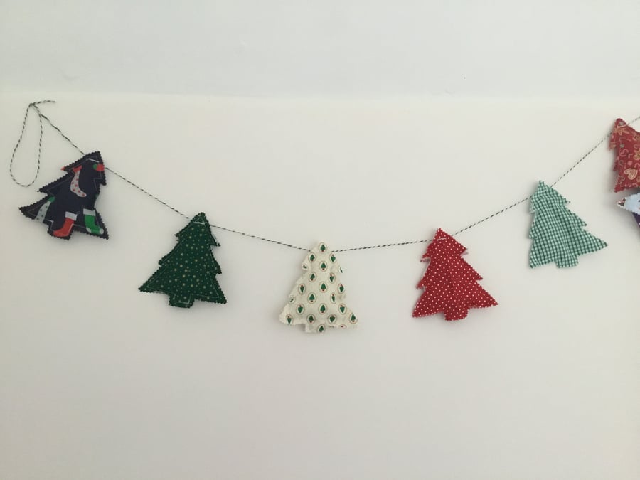 Christmas tree bunting garland. Party decoration.