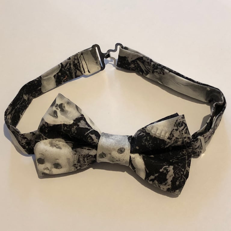 Bow Tie Glow in the Dark Creepy Dolls Heads Print Adjustable 