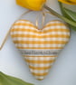 SOFT YELLOW GINGHAM FABRIC HEART DECORATION - Image 4