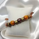 Wooden Beads & Bronze Chunky Bracelet