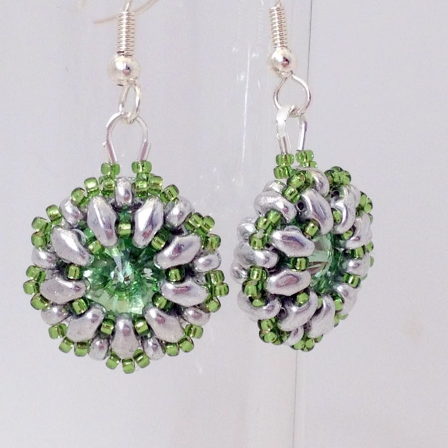 Green Sparkle Drop Earrings