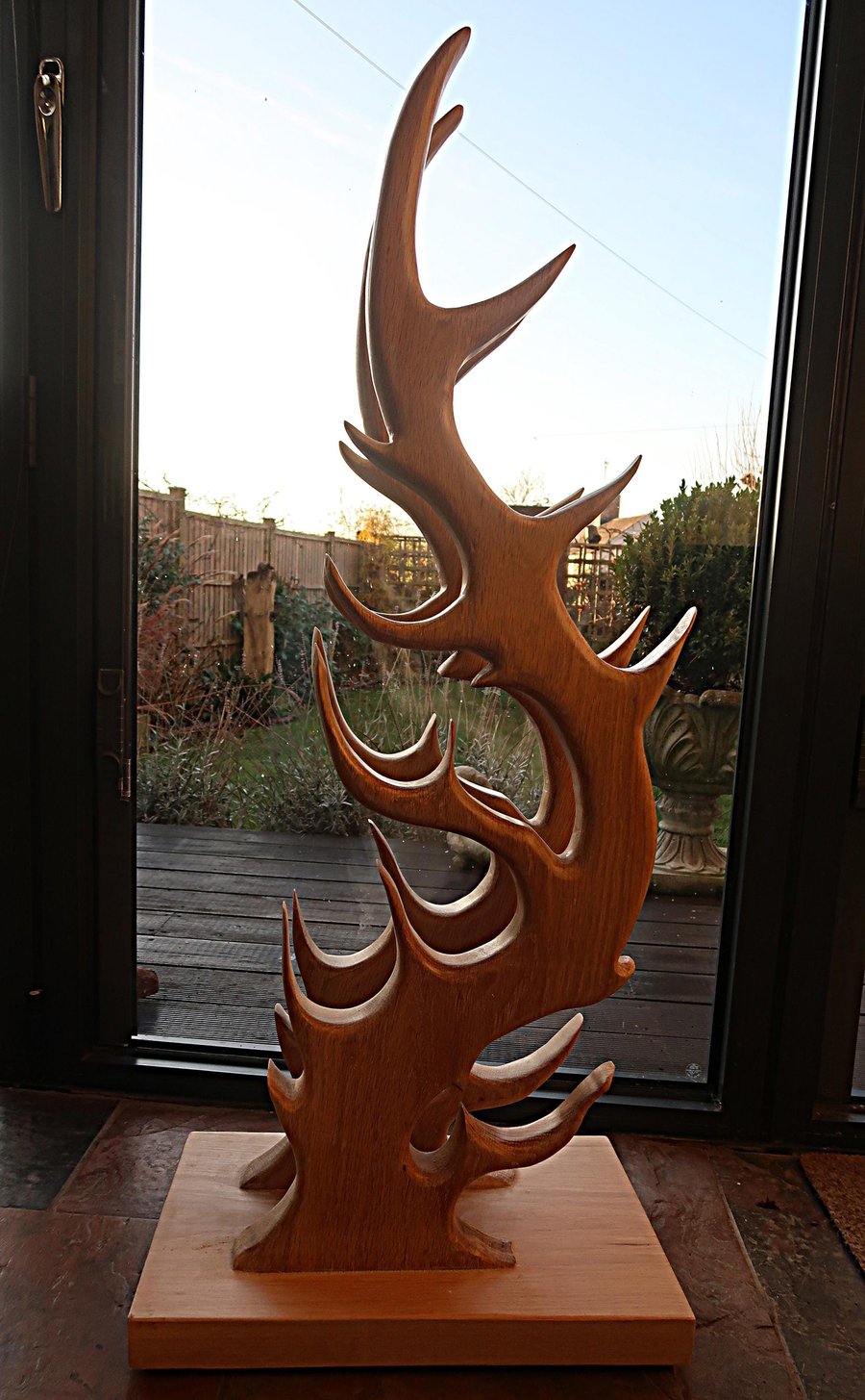 Solid oak wine rack, work of art , craftsman made, unique, heavy and chunky, upc